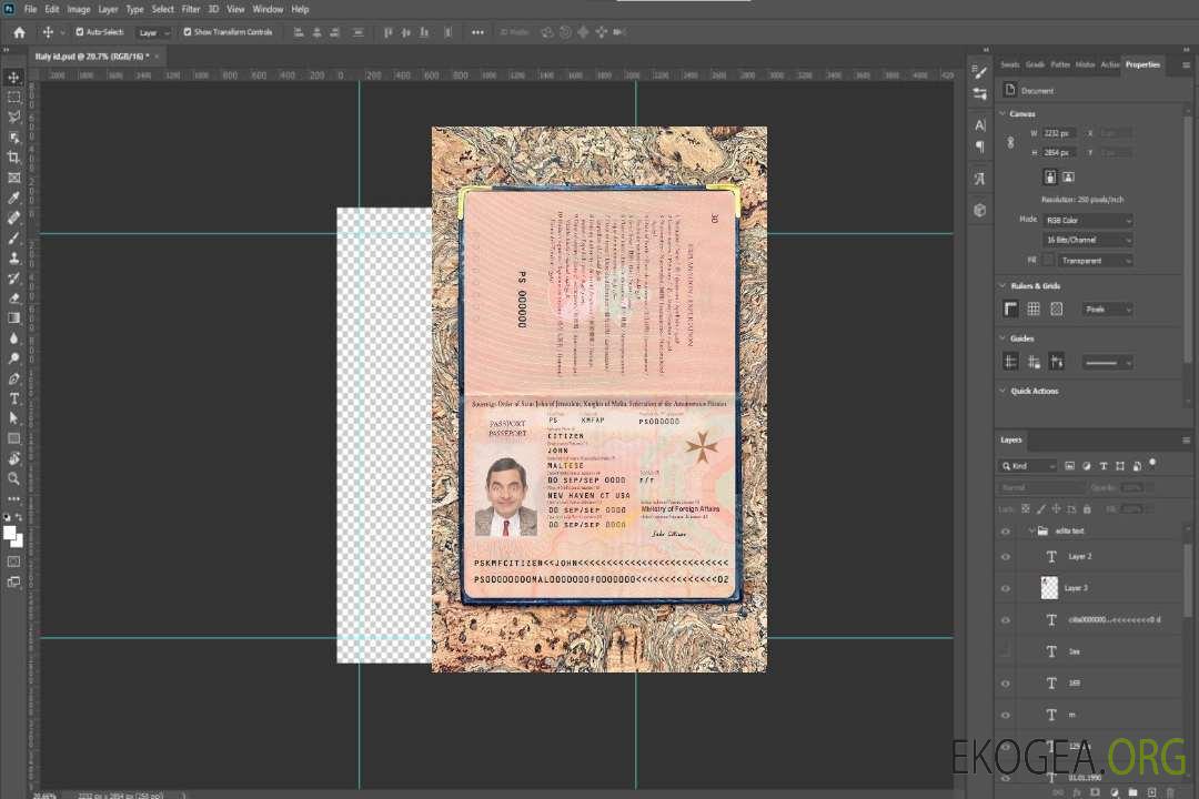 Aperçu photo du passeport de Malte 2019-présent template Aperçu photo du passeport de Malte 2019-présent template